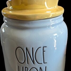 Rae Dunn Cinderella Ceramic 'Once Upon' Cookie Jar with Yellow Lid
